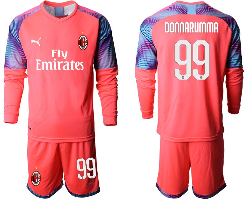 Men 2019-2020 club AC milan pink goalkeeper long sleeve #99 Soccer Jerseys->juventus jersey->Soccer Club Jersey